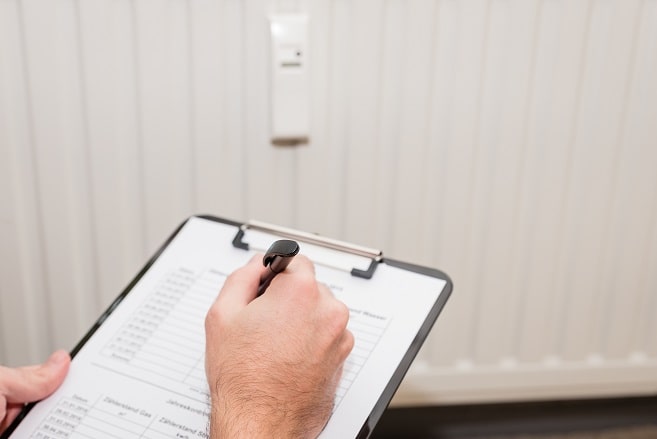 Relevé du compteur thermique d'un radiateur.