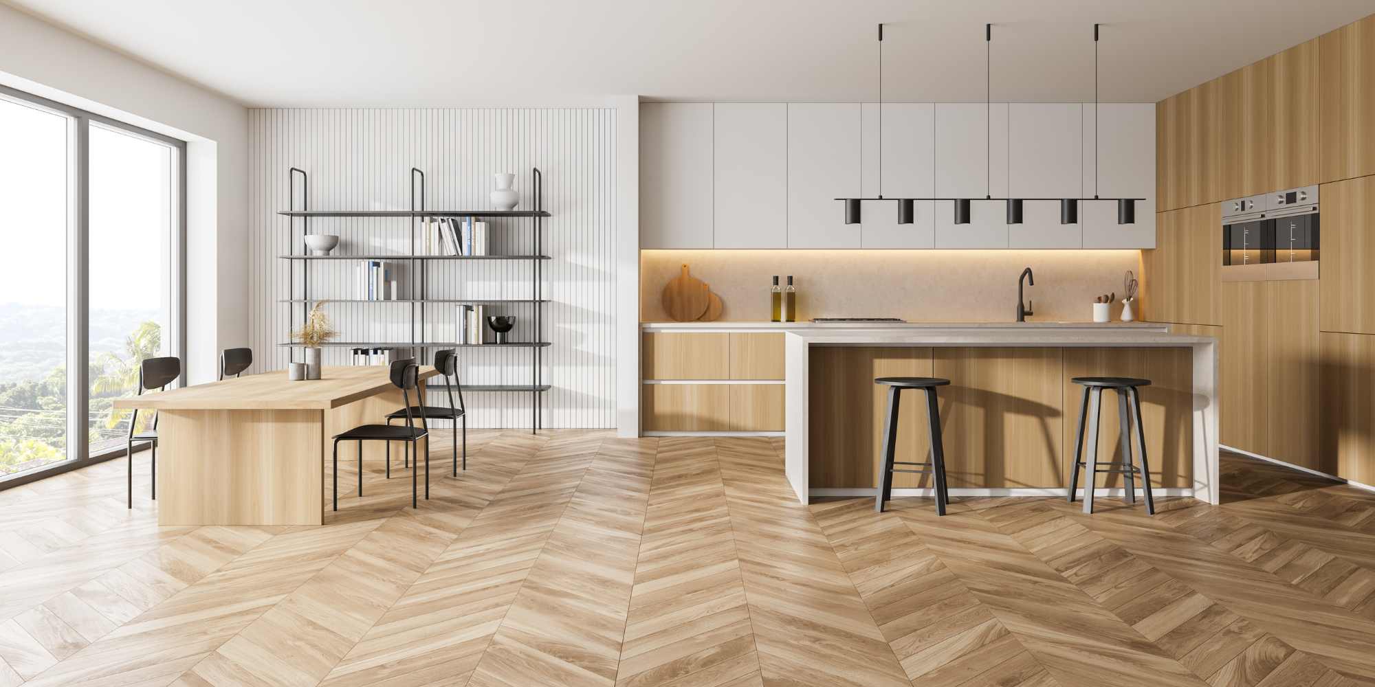 parquet en bois dans la cuisine