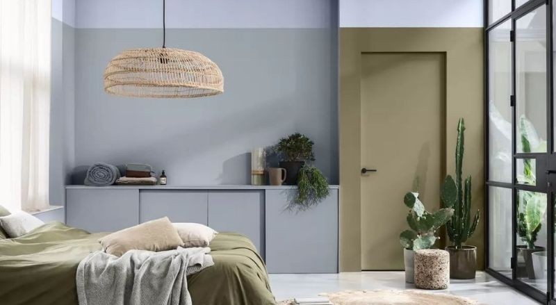 couleur dulux bleu horizon dans une chambre parentale