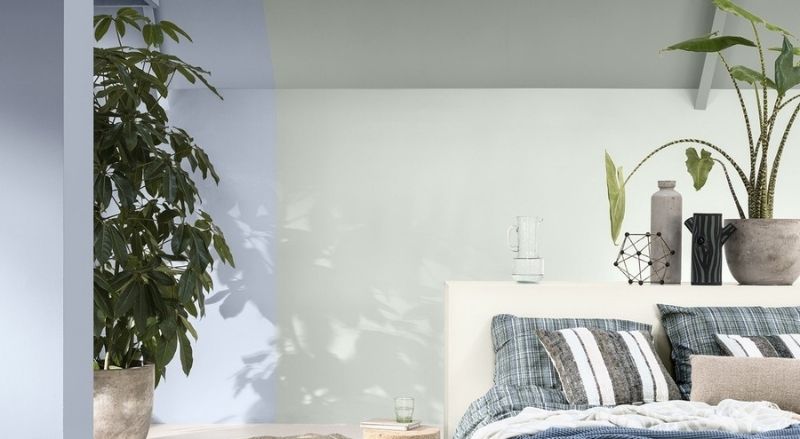 couleur dulux bleu horizon dans une chambre parentale