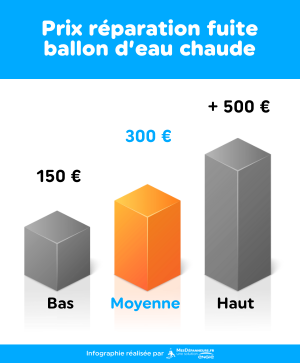 infographie avec les tarifs pour réparer un ballon d'eau chaude qui fuit