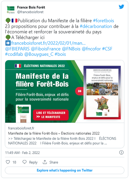 La filière Forêt-Bois présente son manifeste sur Twitter