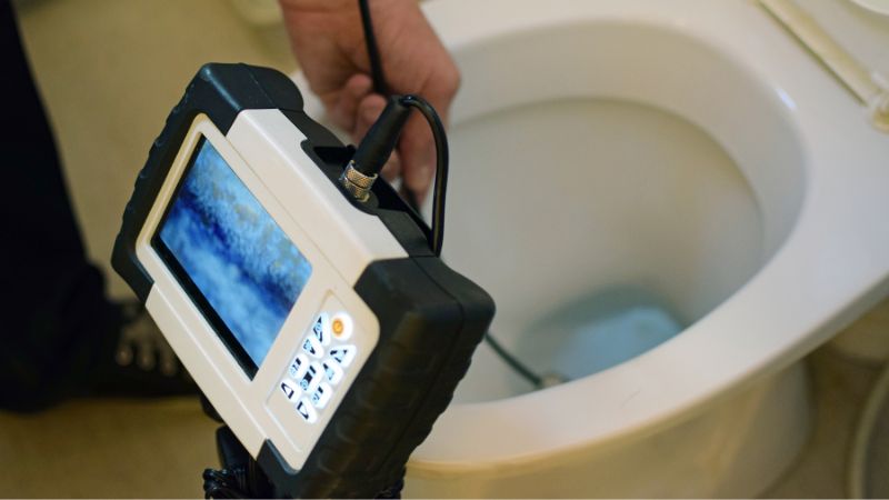 verification du tuyau de toilette bouche avec une camera d inspection