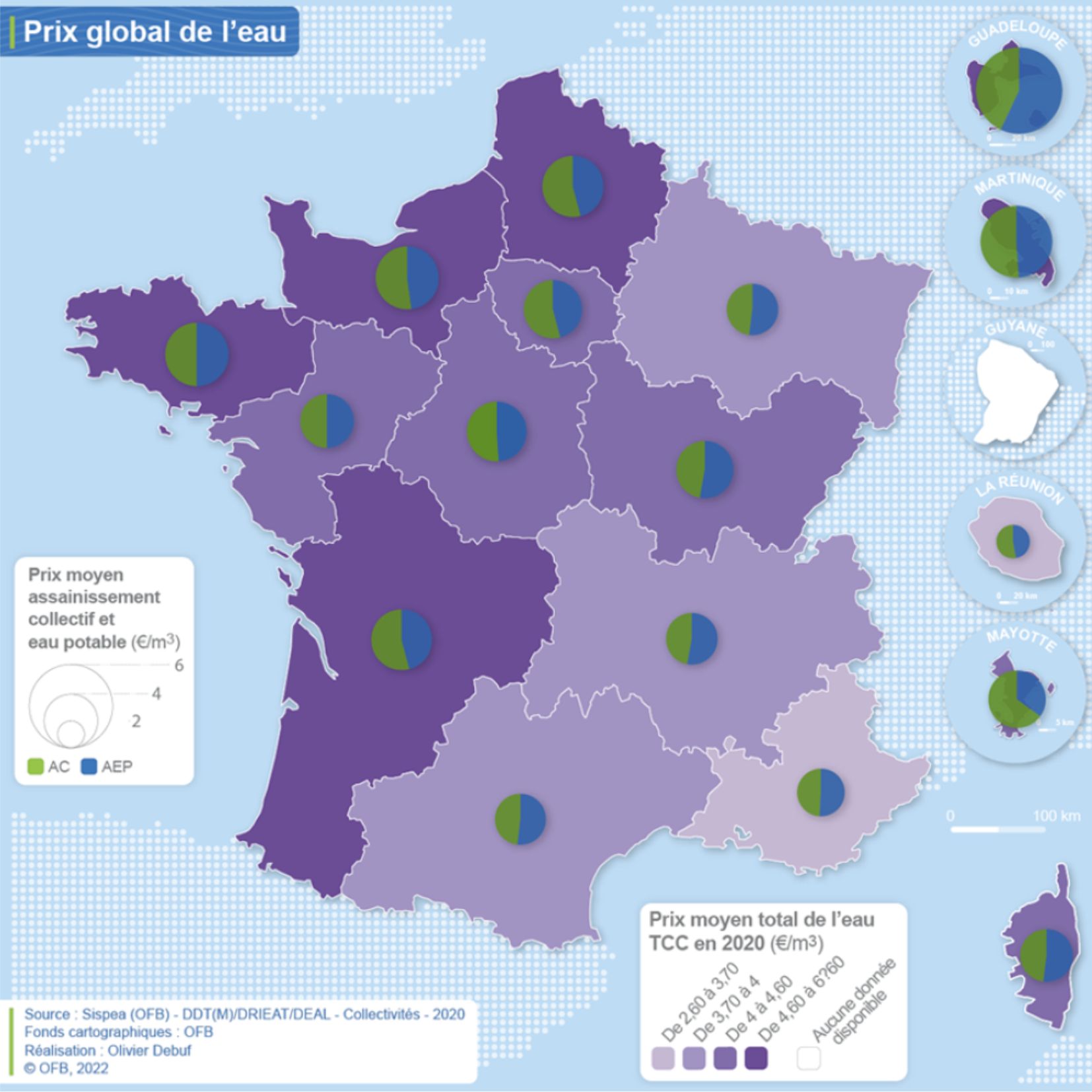 cartographie du prix moyen de l'eau