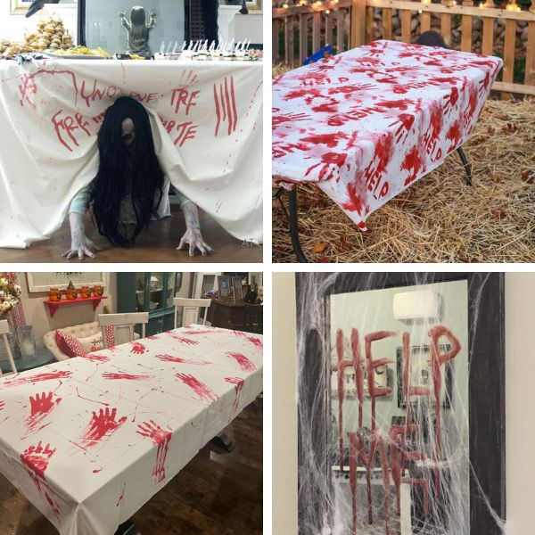 table avec traces de sang pour halloween