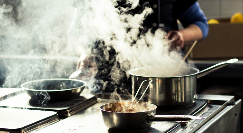 vapeur dans une cuisine