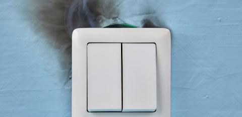 Interrupteur qui a chauffé et brûlé un mur